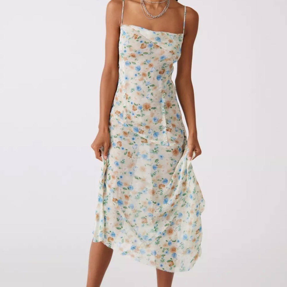 Priscilla seamed floral midi dress
